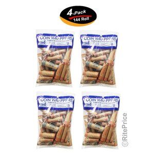 144 Rolls Preformed Assorted Coin Wrappers Tubes- Nickels Quarters Dimes Pennies